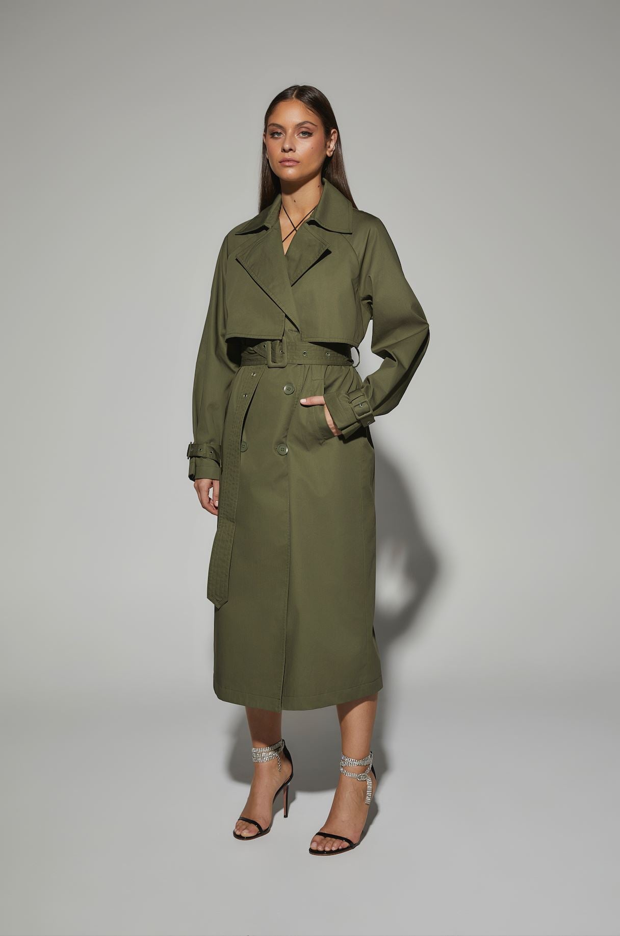 Green trench coat sale