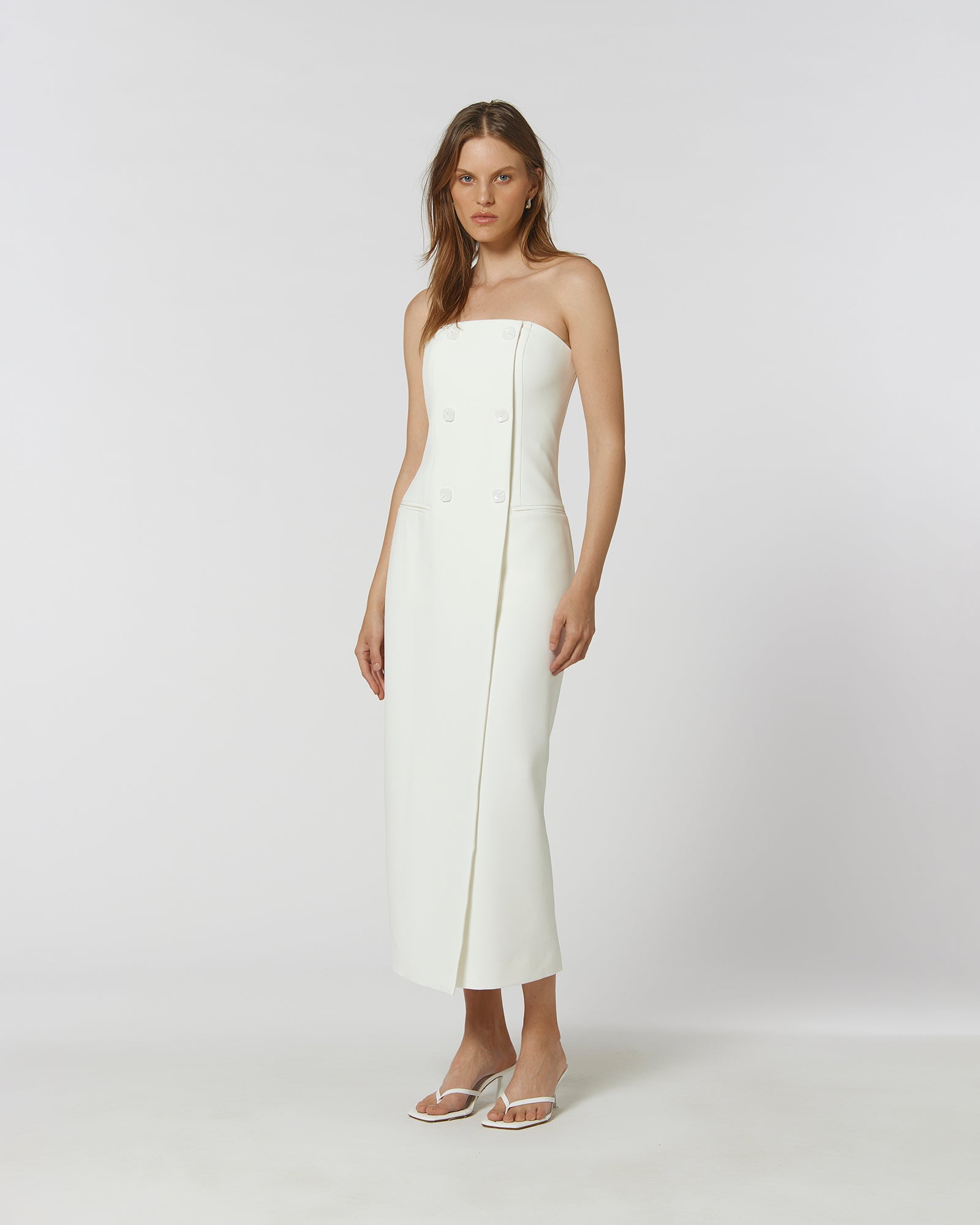 kiana midi dress white Kiana Floral Textured Midi Dress